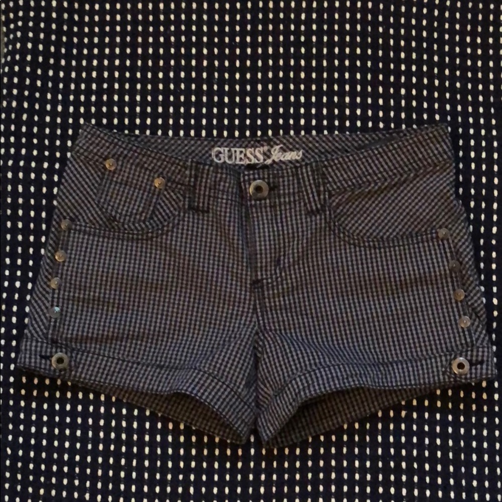 guess black & grey checker shorts